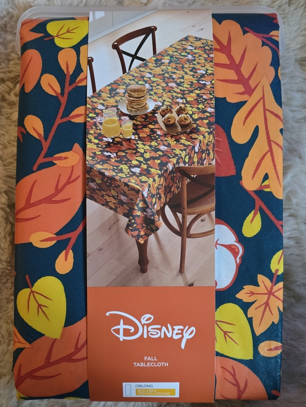 Disney Mickey & Friends Fall Leaves Vinyl Tablecloth Oblong 60" X 84"